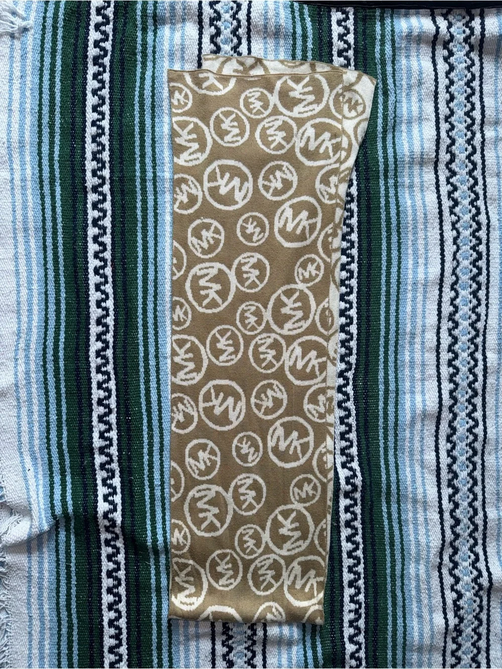 Michael Kors Two-Tone Beige & Cream Logo Scarf